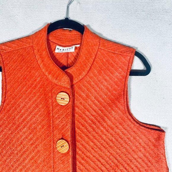 Habitat Vest Womens L Orange Stretch Sleeveless Button Up Collared Art - Picture 3 of 9